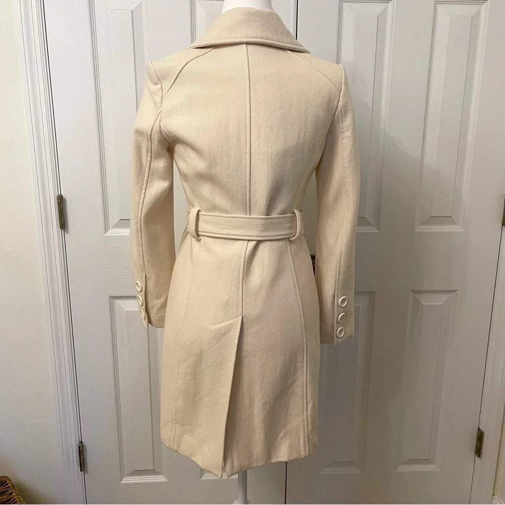 Guess Cream Winter White Long Belted Trench Coat - Picture 8 of 14